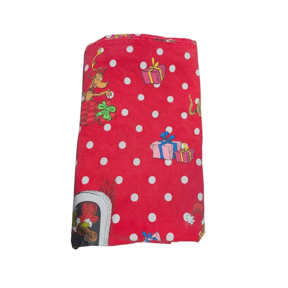 Lot of 2 Pottery Barn Kids Dr. Seuss The Grinch Full Sheet Sets Red & White‎